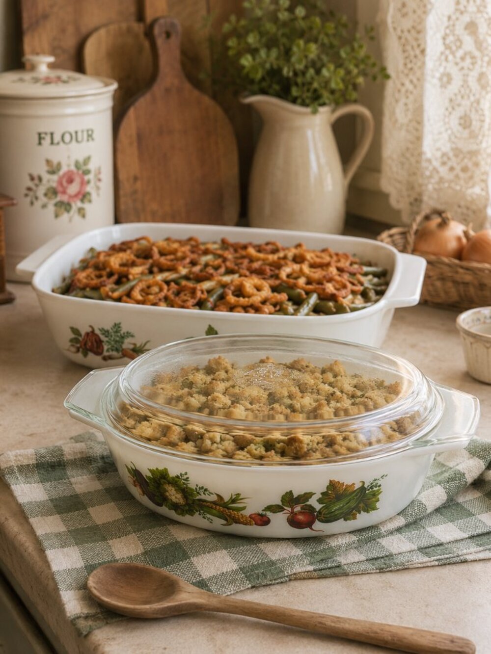 Rare Vintage JAJ Pyrex Market Garden Tuscany England Casserole & Roaster Set